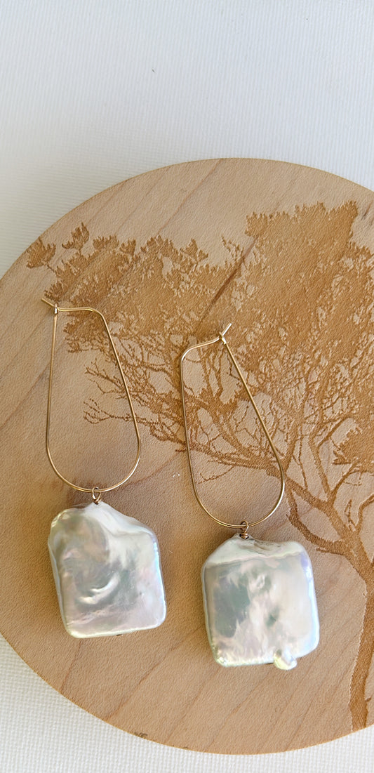 Square Pearl Drop Earrings